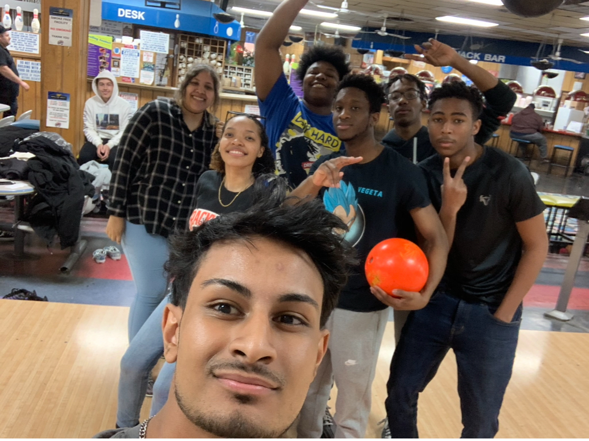 Friends enjoying bowling